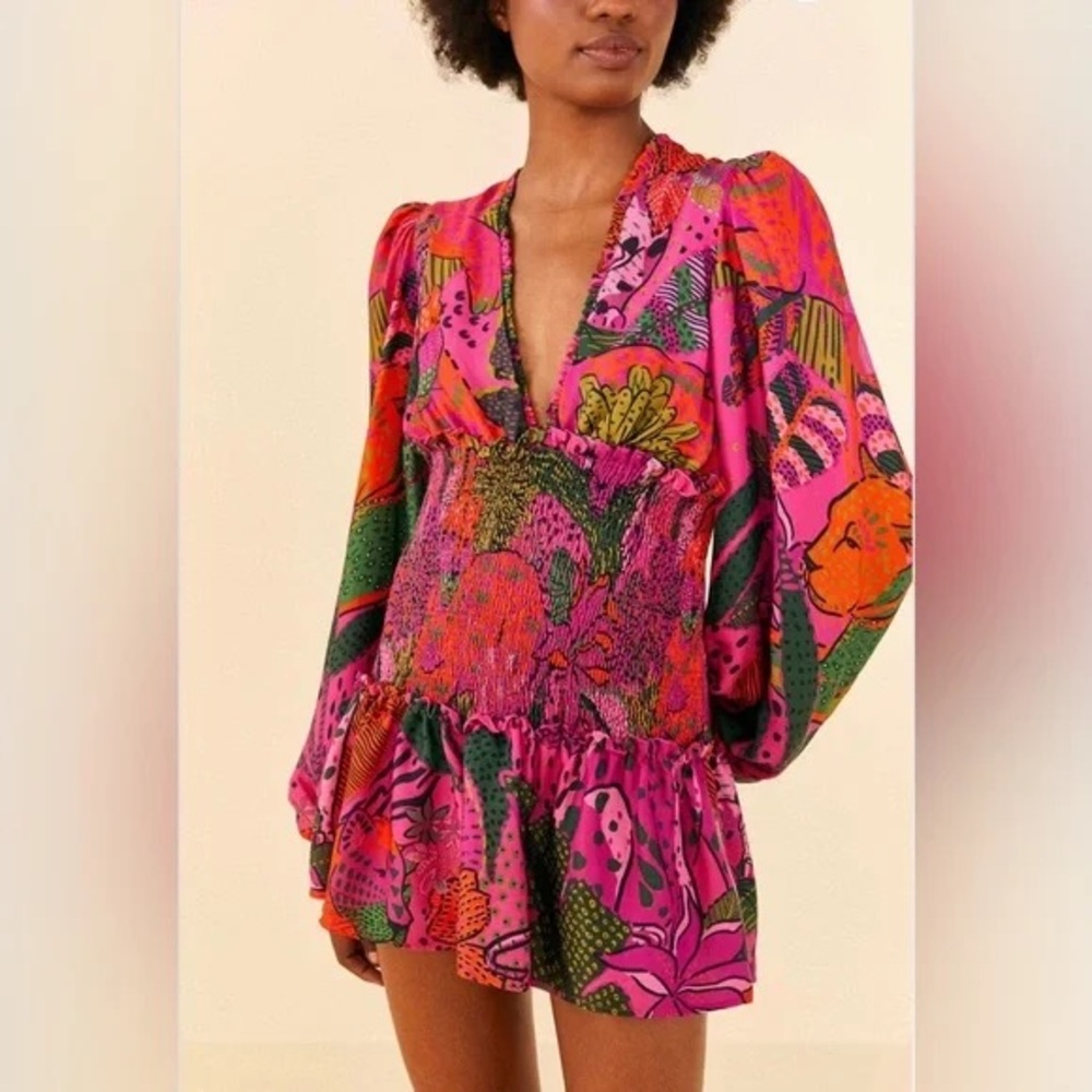 Farm Rio Cool Leopards Ecovero Lenzing Viscose Mini Dress